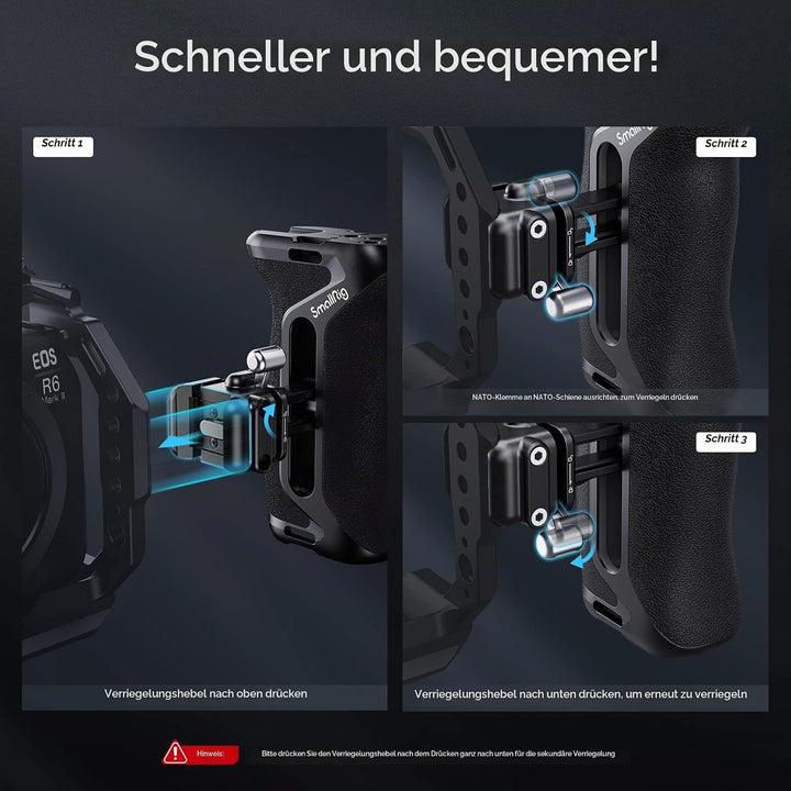 SMALLRIG NATO Side Handle Snap On Seitengriff Schnellverschluss-Design, nach Oben/unten verstellbar,