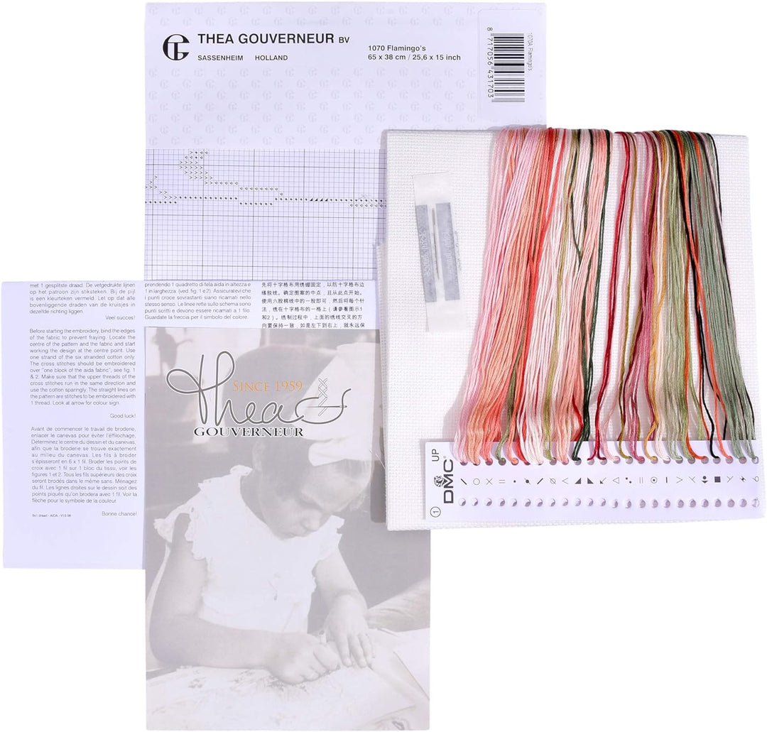 Thea Gouverneur - Kreuzstich-Set - Flamingo - Aida - 16 Count - Für Erwachsene - 1070A Aida Flamingo