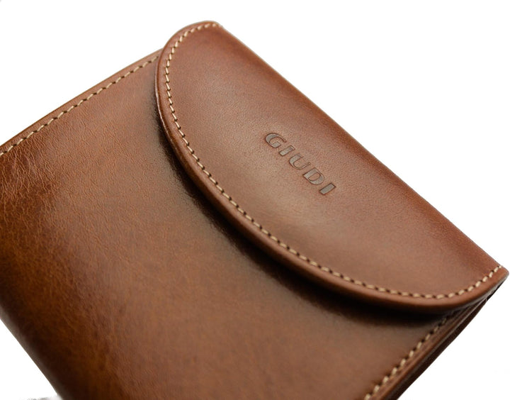 GIUDI ® Geldbörse für Damen aus Rindsleder, Klein, Minibörse, Münzfach, Kartenfächer (Haselnuss) Has