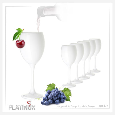 PLATINUX Weisse Weingläser Set 6 Teilig 320ml aus Glas massiv Getränkeglas Weissweingläser Rotweingl