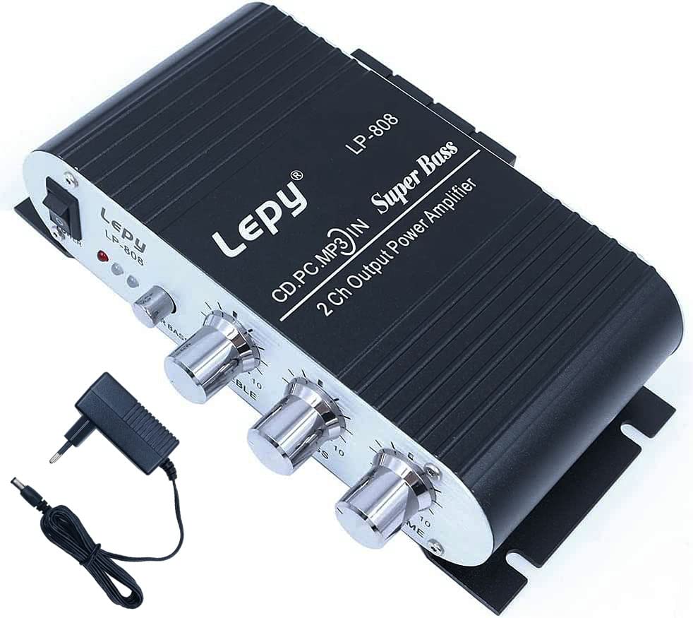 DollaTek LP-808 12V MiNi Tragbarer kabelgebundener HiFi-Verstärker mit 3A-Netzteil für Autotelefon z