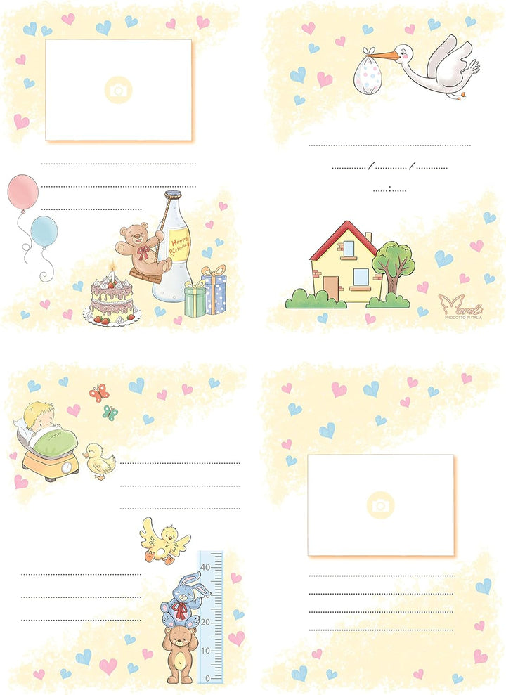 Geburtsfotoalbum mit Agenda 23 x 30 cm, 56 leere Seiten und 4 anpassbare Seiten aus dickem und wider