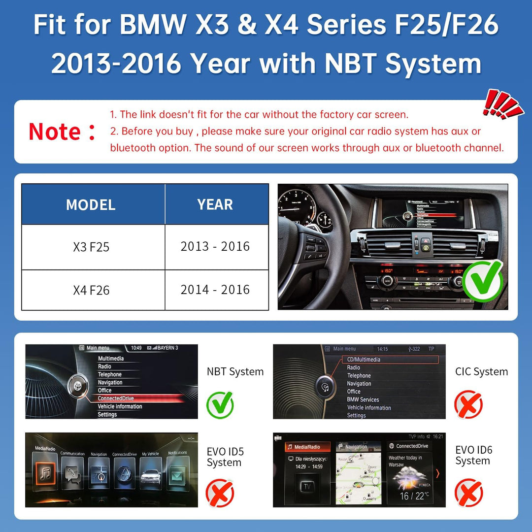 Road Top CarPlay Bildschirm, 12.3 Zoll Ultra-schmal Autoradio Stereo Touchscreen für BMW X3 X4 Serie