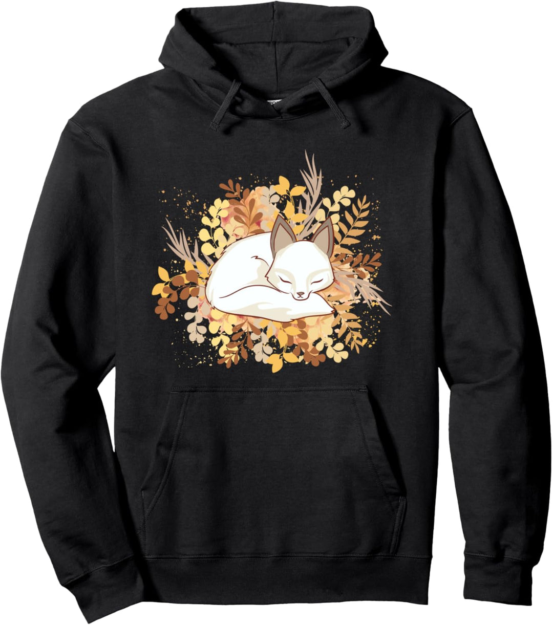 Cute Kawaii Anime - White Japan Fox - Aesthetic Japanese Pullover Hoodie