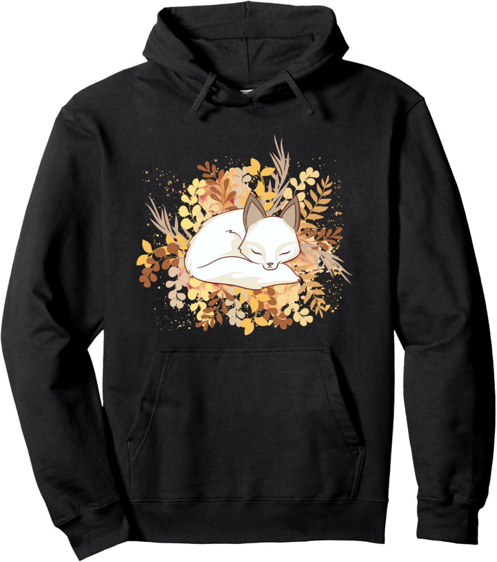 Cute Kawaii Anime - White Japan Fox - Aesthetic Japanese Pullover Hoodie
