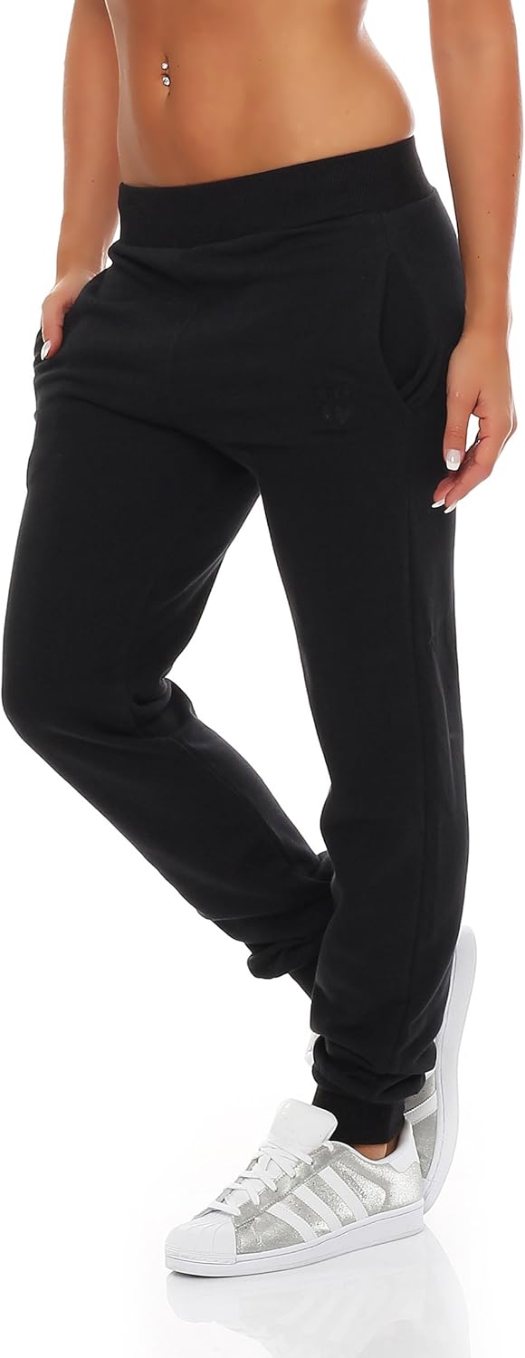 Gennadi Hoppe Damen Jogginghose Trainingshose Sweat Pants Sporthose Fitness Hose XS Schwarz (Black),