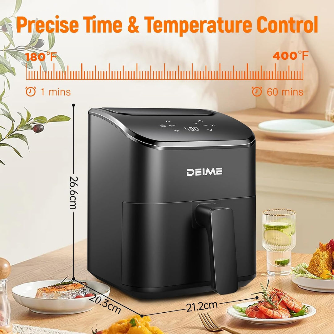 DEIME Heissluftfritteuse 2,5 l, kleiner digitaler Airfryer, platzsparend, kompakt, zum Backen, Aufwä