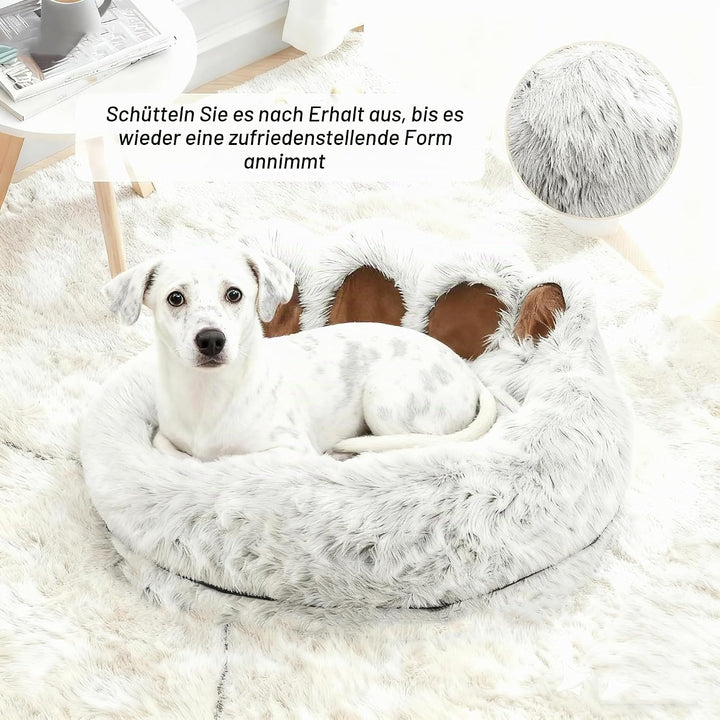 50cm Ø Flauschig Hundebett Katzenbett Bärentatzen-Design Hundekissen Katzenkissen Waschbar Hundekorb