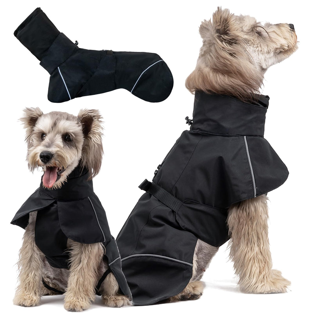 Hunderegenmantel Wasserdicht Regenjacke Hund mit Geschirrloch, Reflektierende Regencape Hund Verstel