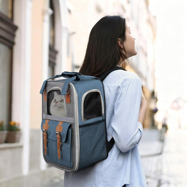 Haustier Rucksack für Katzen & Kleine Hunde,Atmungsaktiver Tragbare Katzenrucksack mit Sichtfenster,