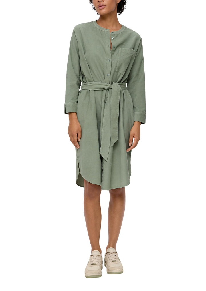 s.Oliver Damen Kordsamt Hemdkleid aus Cord 46 Grün, 46 Grün