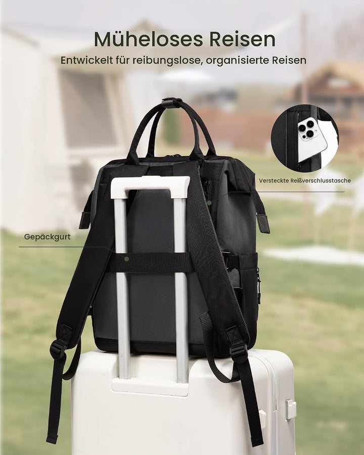 LOVEVOOK Rucksack Damen, 15,6 Zoll Laptop Schulrucksack Teenager Mit Grossem Fach für Trinkflasche,T