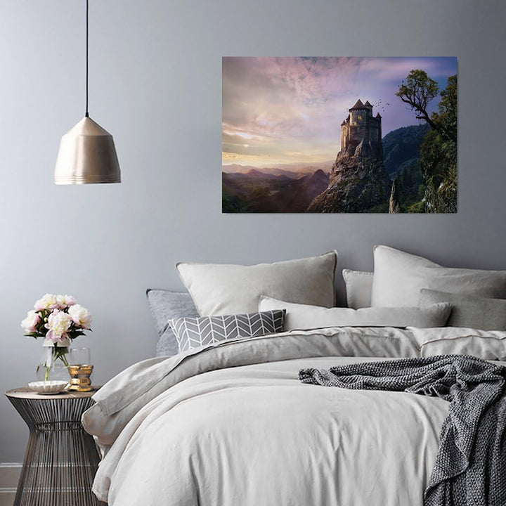 Feeby Bilder Landschaft Burg XXL 120x80 cm Wohnzimmer Schlafzimmer Büro Flur Küche Wandbilder Modern