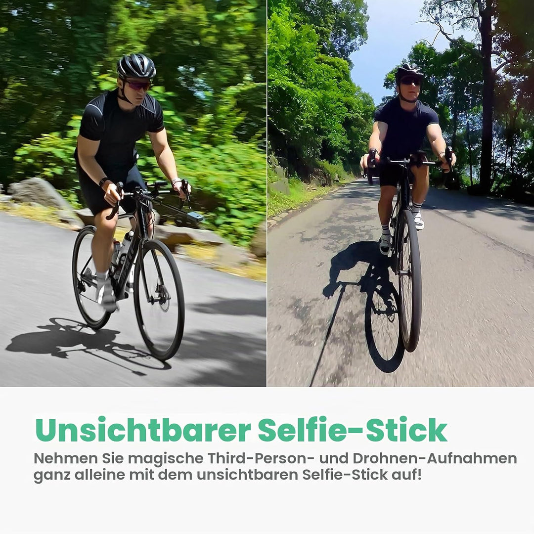 AKASO 360° Action Cam Fahrrad-Set - 5.7K 72MP 360 Grad Actionkamera mit 128GB Speicherkarte Duale 1/