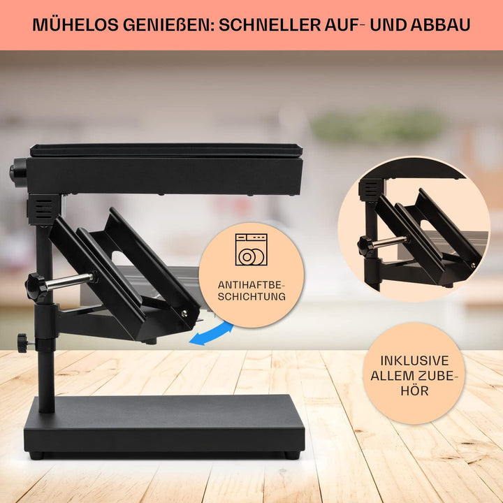 Klarstein Appenzell Peak - Raclette mit Grill, Käseschmelzer, traditionelles Käseschmelzen, Käse-Rac