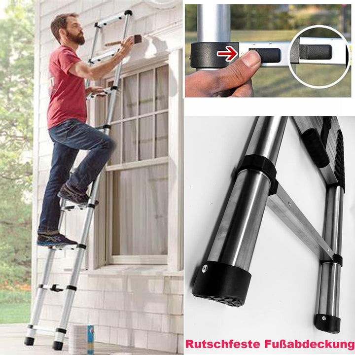 Teleskopleiter Ausziehbare Leiter, Klappleiter Stehleiter Rutschfester, aus hochwertigem, Ausziehlei