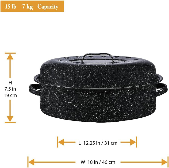 Graniteware 0509 Röster/Auflaufform 46 x 31 cm Karbonstahl 45,7 cm Schwarz, 45,7 cm Schwarz