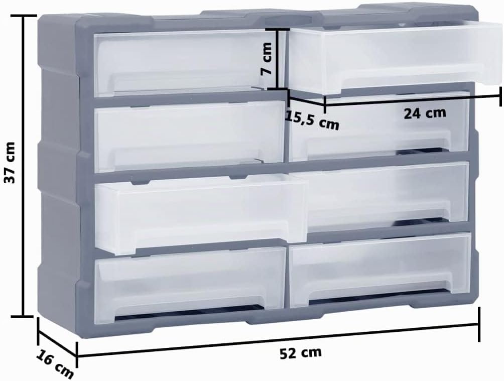 vidaXL Multi Schubladen Organizer 8 grosse Schubladen Kleinteilemagazin Sortierkasten Sortierbox Sor