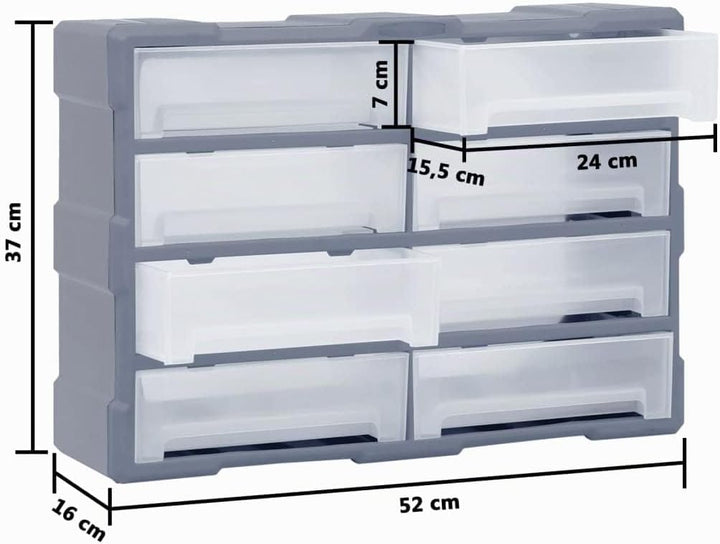 vidaXL Multi Schubladen Organizer 8 grosse Schubladen Kleinteilemagazin Sortierkasten Sortierbox Sor
