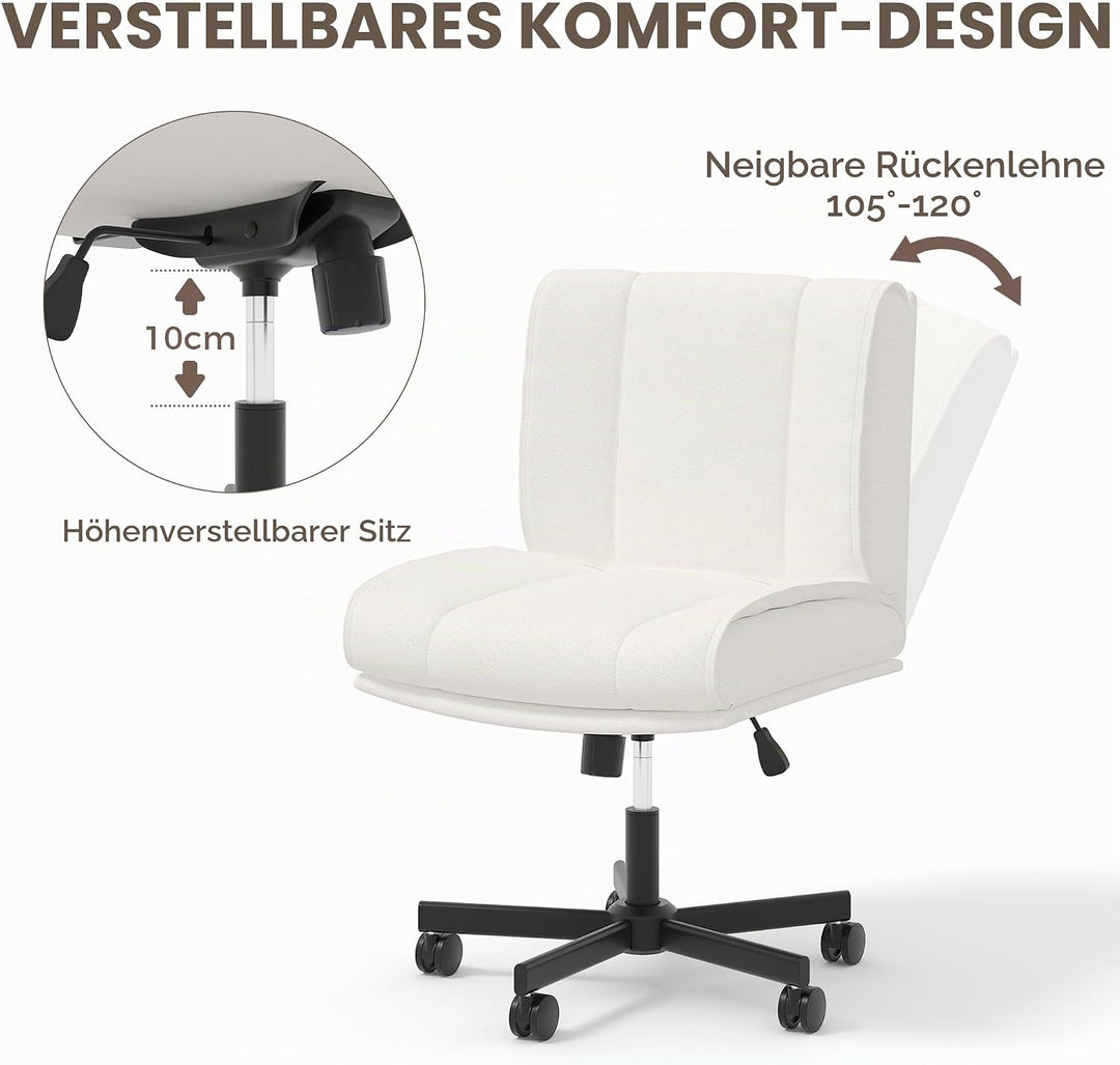 GarveeHome Bürostuhl ohne Armlehnen, höhenverstellbarer Drehstuhl mit Rückenlehne, ergonomisch, PU-S