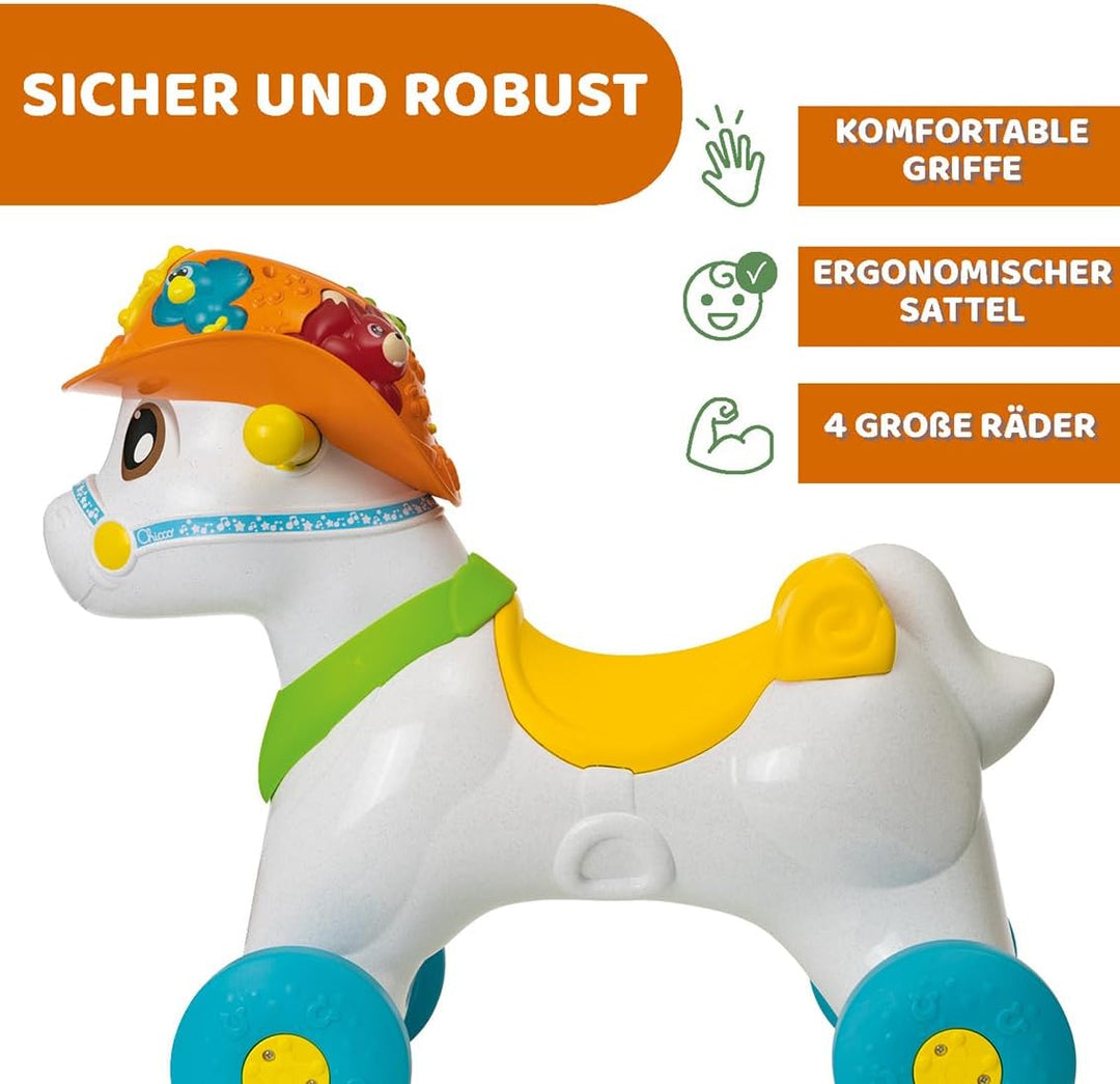 Chicco Baby Rodeo, Reitspiel, Schaukel, Kinder, 3 interaktive Tasten, hergestellt in Italien, recyce