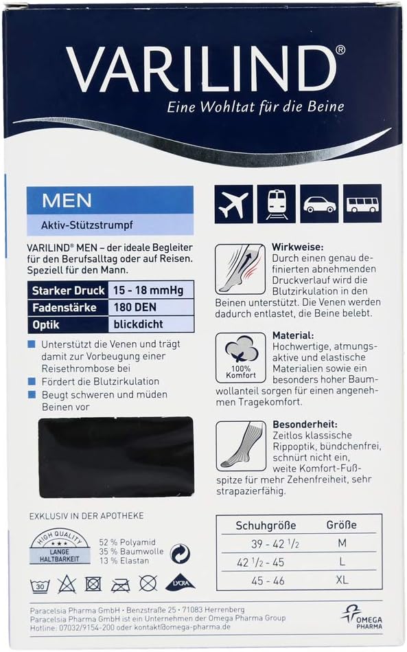Paracelsia Pharma GmbH VARILIND Men 180den AD XL Baumwolle schwarz 2 St