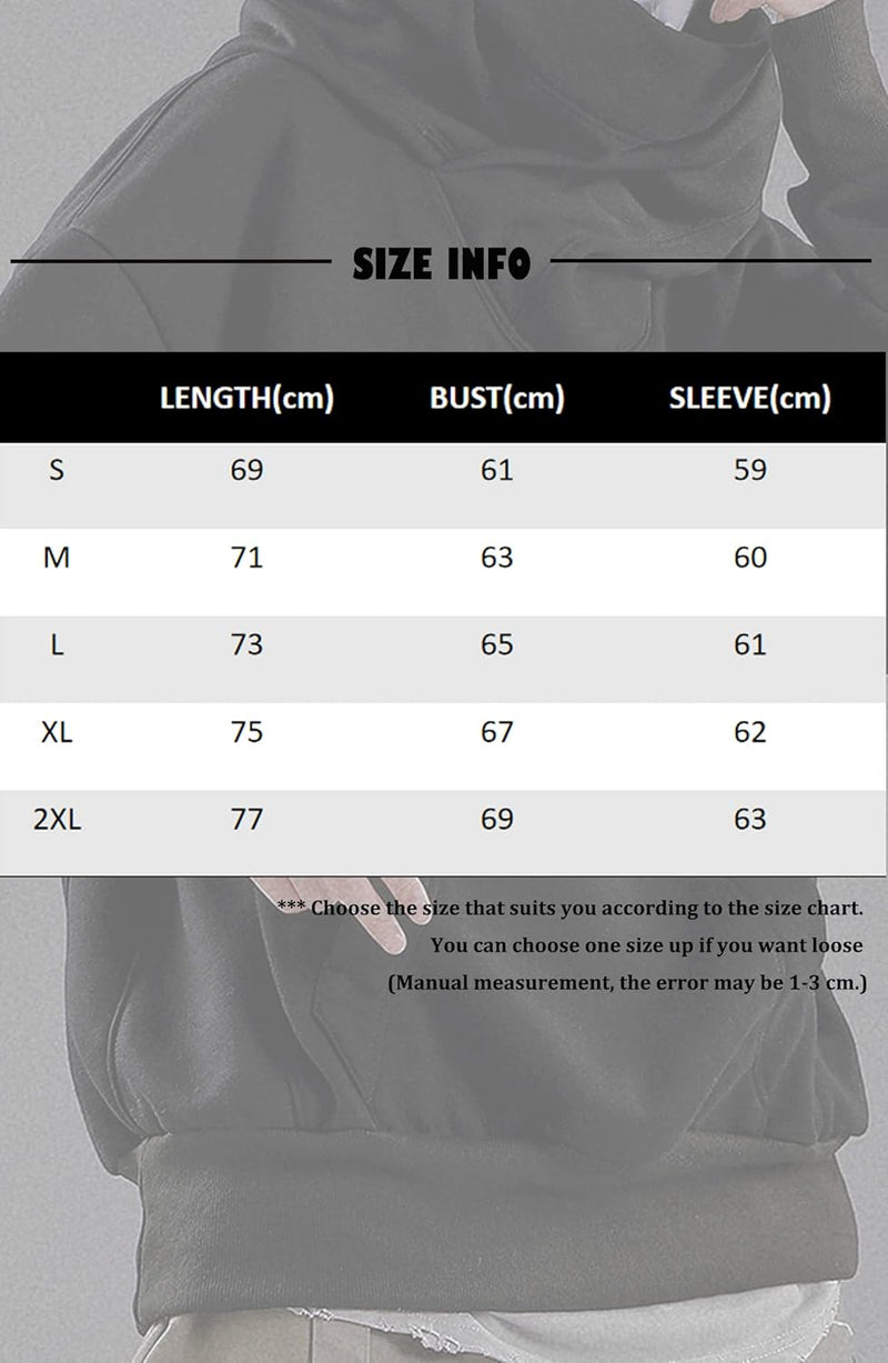 Eocicvvi Pullover Herren Rollkragen Hip Hop Fleece Pulli Kapuzenpullover Hoodie Sweater Sweatshirt M