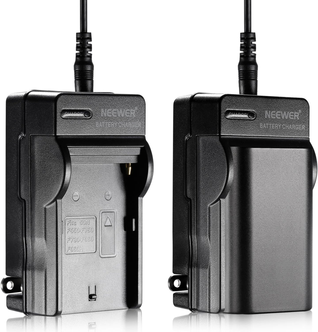 Neewer 2er 6600mAh Ersatzakku für Sony NP F970 Li Ionen Akku und Ladegerät AC, Auto und EU Adapter f