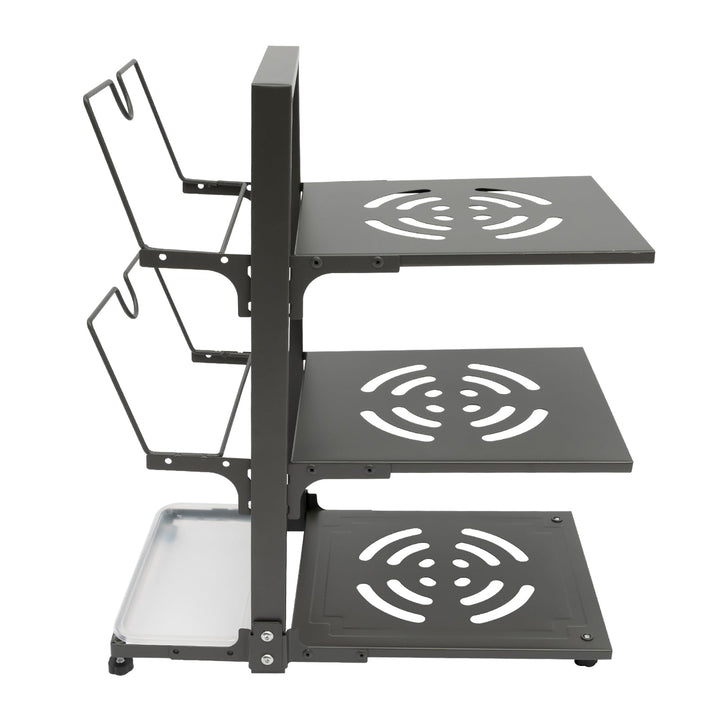 3-stufiger Kochgeschirr-Organizer Topf Organizer Schublade Pfannen 2 Deckelhalter höhenverstellbar 3