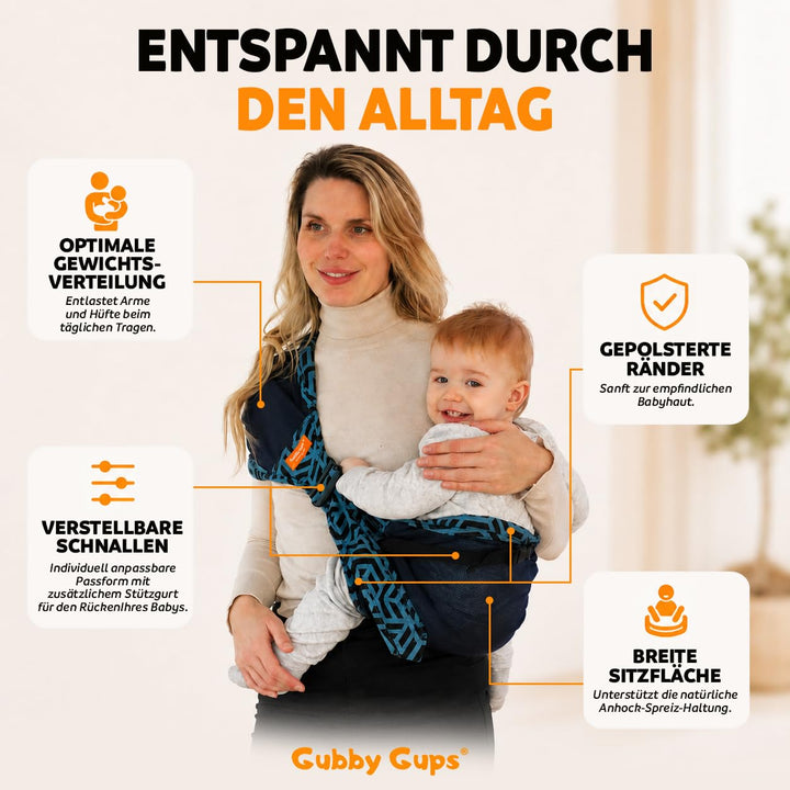 Hüfttrage Baby – Ergonomische seitliche Babytrage ab 6 Monate, praktische Tragehilfe für Kleinkind b