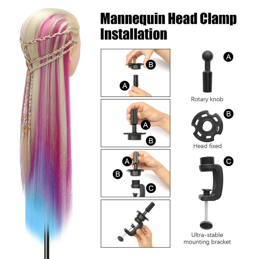 Trainingsköpfe, 28 inch Übungskopf Frisierkopf Friseur 100% Synthetikfaser-Haar Styling Kopf Frisier