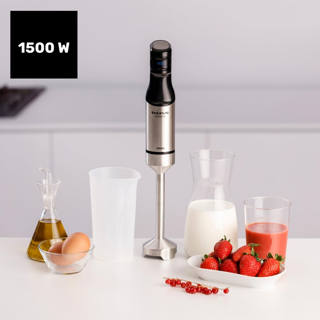 Taurus - Stabmixer | 1500 W | Elektrischer Zerkleinerer Edelstahl | 20 Geschwindigkeiten + Turbo | M