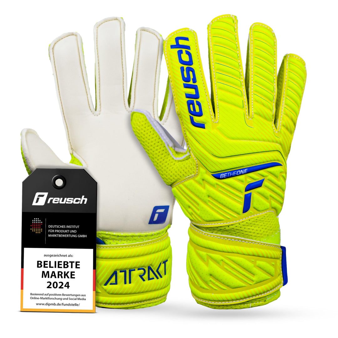 Reusch Jungen Attrakt Junior Unisex Torwarthandschuhe mit Aussennaht Schnitt und Solid Belag, Geeign