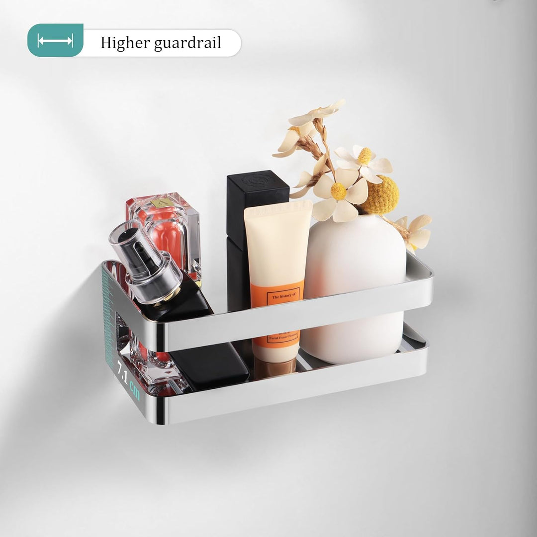 Duschablage Edelstahl Badezimmer Organizer, Duschregal mit Haken für Shampoo und Duschgel (Silber) (