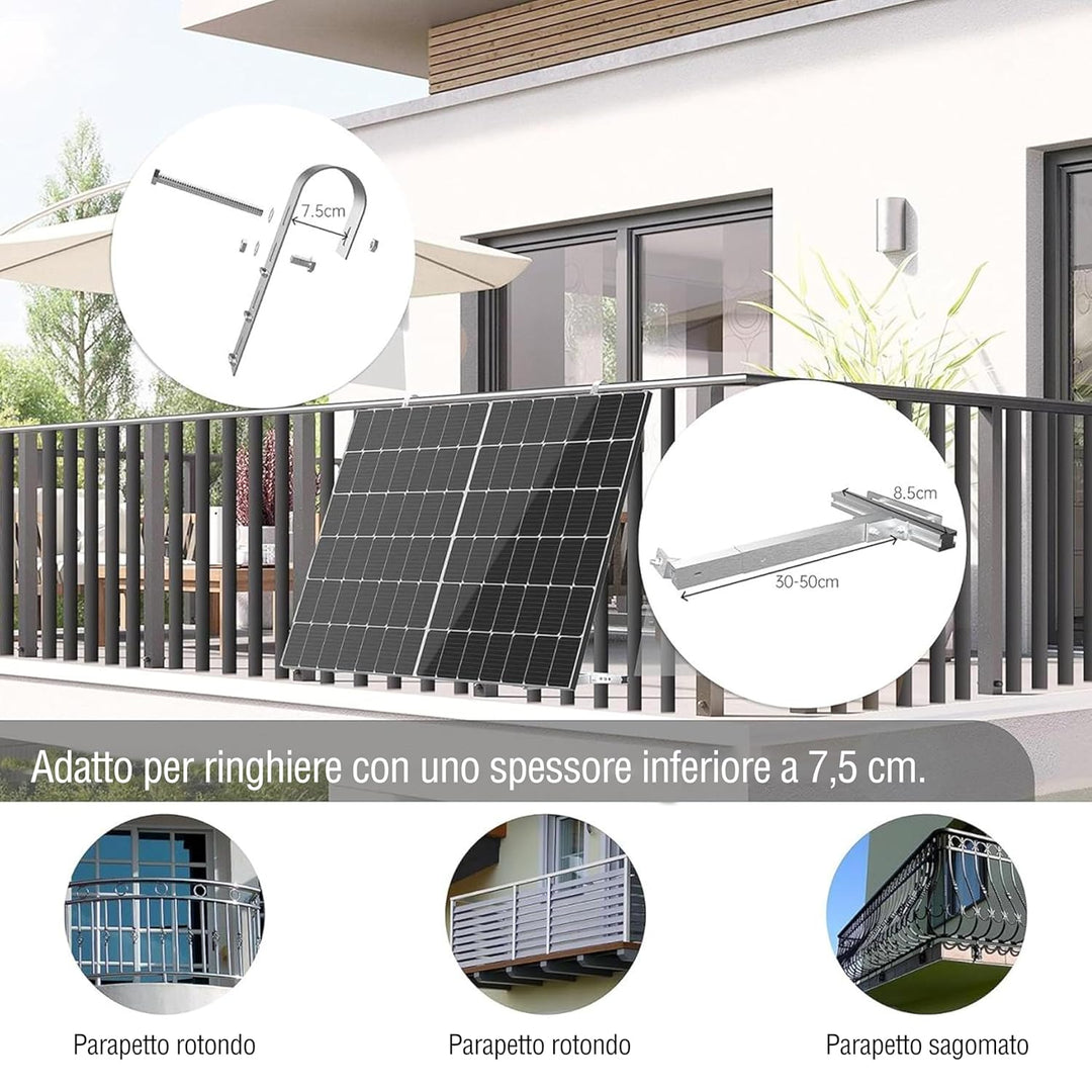 ULL Balkonkraftwerk Halterung Balkon für Alle Solarmodul I Robustem Aluminiumlegierung Solarpanel Ha