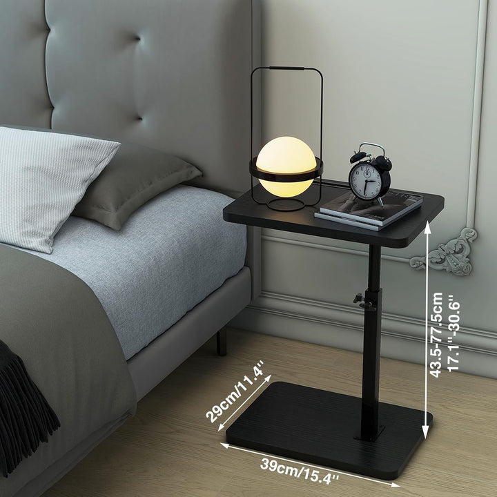 IBUYKE Beistelltisch C Form, 360° Rotierbarer und Höhenverstellbar Sofatisch, Couchtisch für schmale