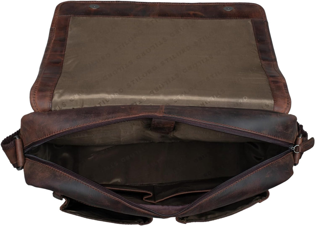 STILORD 'Curtis' Umhängetasche Leder als Messenger Bag oder Aktentasche Vintage Laptoptasche 15,6 Zo