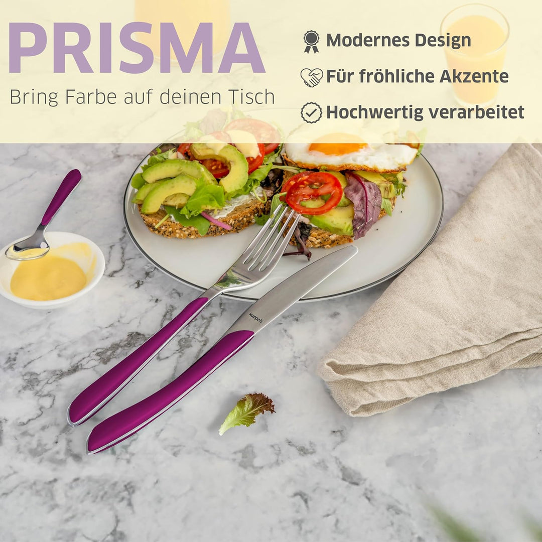 Kuppels Prisma Besteck Set für 6 Personen aus Edelstahl poliert | Besteckset 24-teilig | Hochwertige