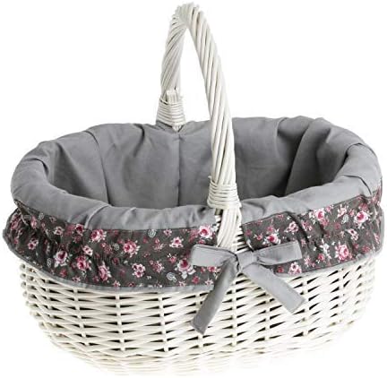 Einkaufskorb Weide Geflochtener Korb mit Henkel Aufbewahrungskorb Leicht Picknickkorb Geschenkkorb L