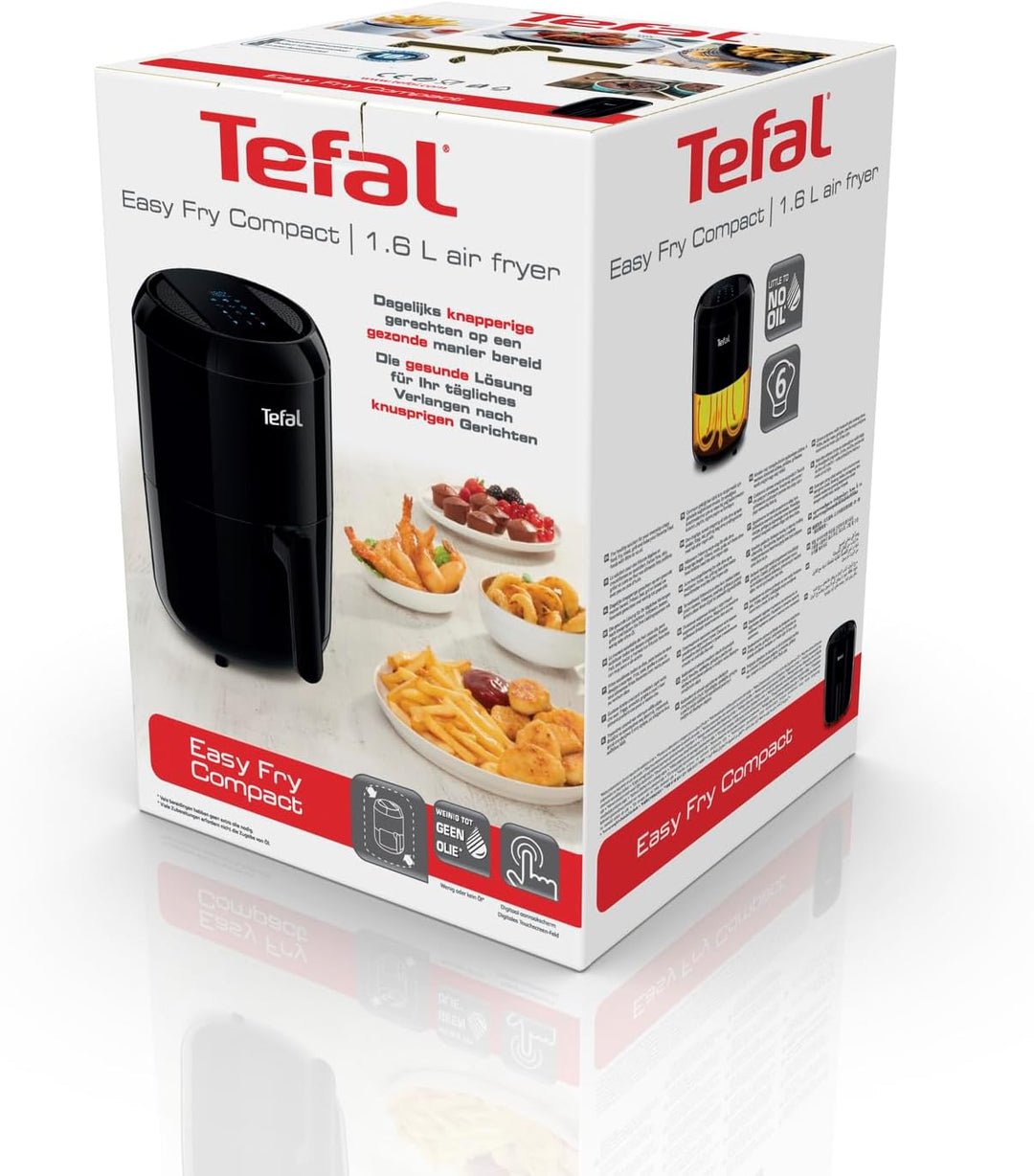 Tefal EY3018 Easy Fry Compact Heissluftfritteuse | Kapazität: 1,6 L | 6 Kochprogramme | Digitales Di