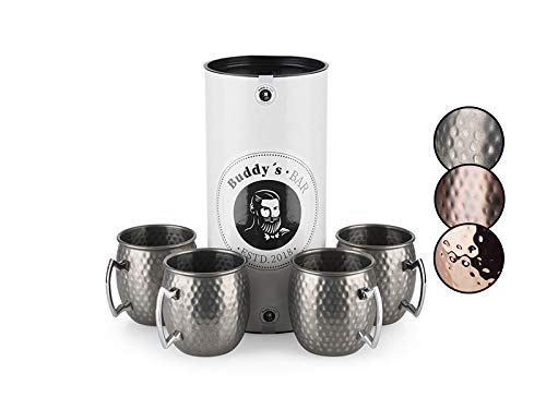 Moscow Mule Becher, 500 ml, hochwertiger Edelstahl-Becher, lebensmittelecht, Hammerschlag-Effekt, Co