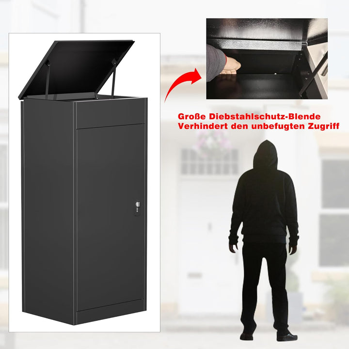 Paketbox Briefkasten mit Paketfach Paketbox Draussen Gross XXL Diebstahlgeschützter Paketbriefkasten