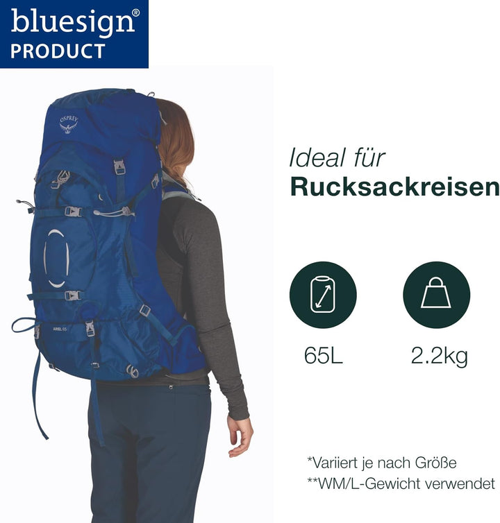 Osprey Ariel 65 Trekkingrucksack für Frauen Ceramic Blue XS-S, Ceramic Blue XS-S