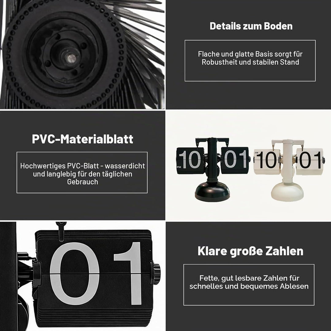 Natudeco Flip Clock Retro Flip Uhr Klappzahlenuhr Digitale Mechanische Tisch klappuhr Flip-Down-Uhr