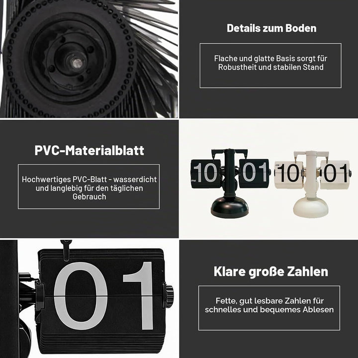 Natudeco Flip Clock Retro Flip Uhr Klappzahlenuhr Digitale Mechanische Tisch klappuhr Flip-Down-Uhr
