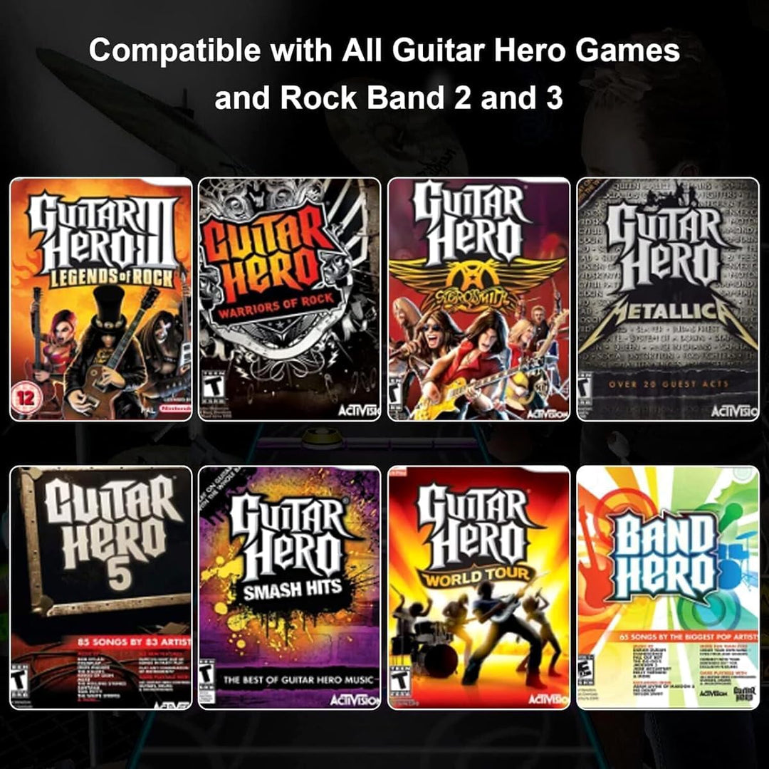 DOYO Guitar Hero Wii Gitarren Kabellose Schwarz für Guitar Hero und Rock Band Games Abnehmbare Gitar