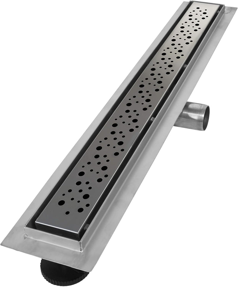 VILSTEIN Duschrinne 70cm, Edelstahl Bodenablauf Komplettset, extra flach, Siphon mit Geruchsstop, Ha
