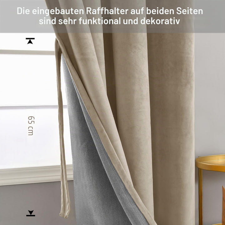 JIUZHEN Verdunklungsvorhang aus Samt,2er Set weiche blickdichte Gardinen mit Ösen für Schlafzimmer,1