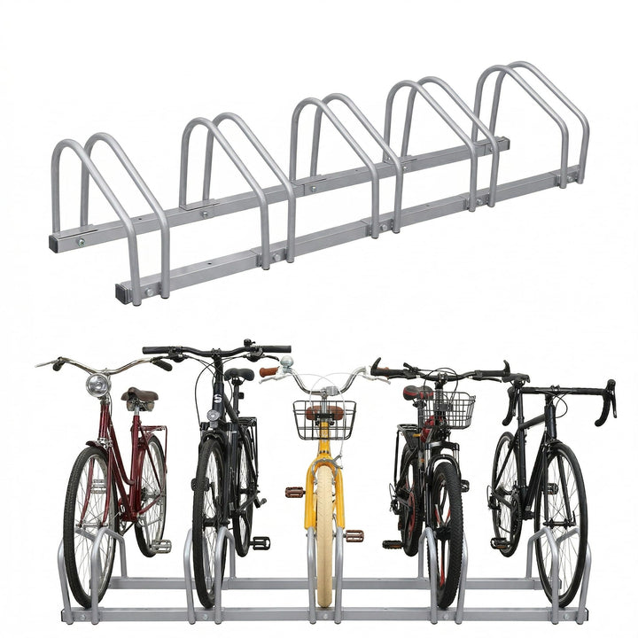 Fahrrad Halterung Boden für 5 Fahrräder – Robuster verzinkter Stahl, Boden &amp; Wandmontage, 30cm Radst