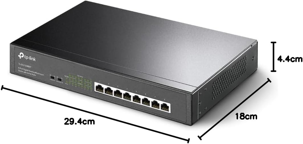 TP-Link TL-SG1008MP 8-Port Gigabit PoE Switch mit 8 PoE+ Ports (Rackmount, 153 Watt, geschirmte RJ-4
